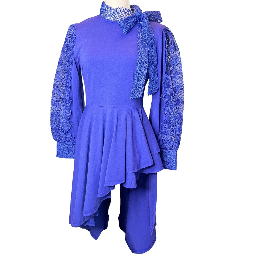 #A128   JJ FAIRYLAND Vintage-Inspired  Royal Blue Hi-Lo Hemline Drama NWT  M - Picture 3 of 12
